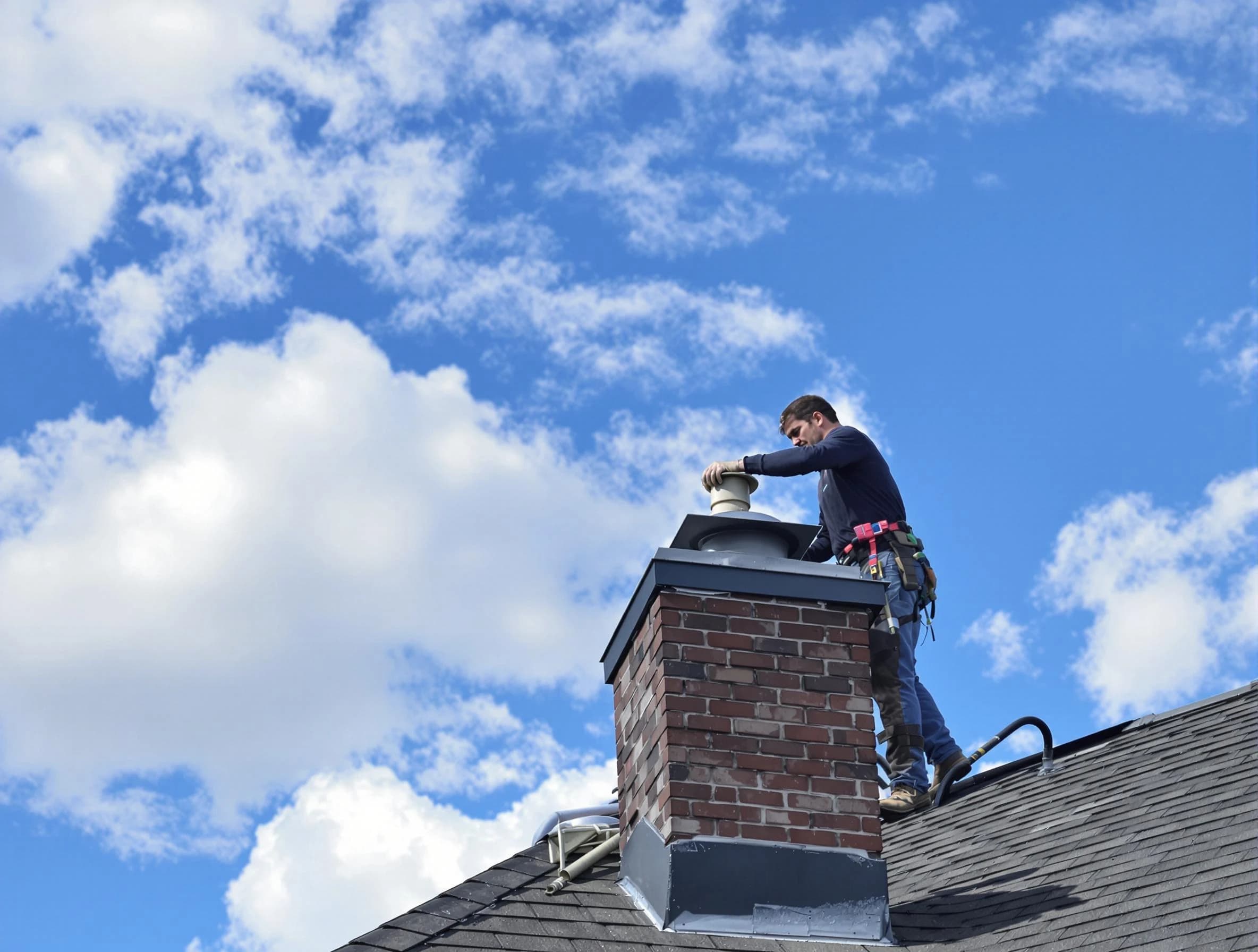 Castle Pines Chimney Sweep installing a sturdy chimney cap in Castle Pines, CO