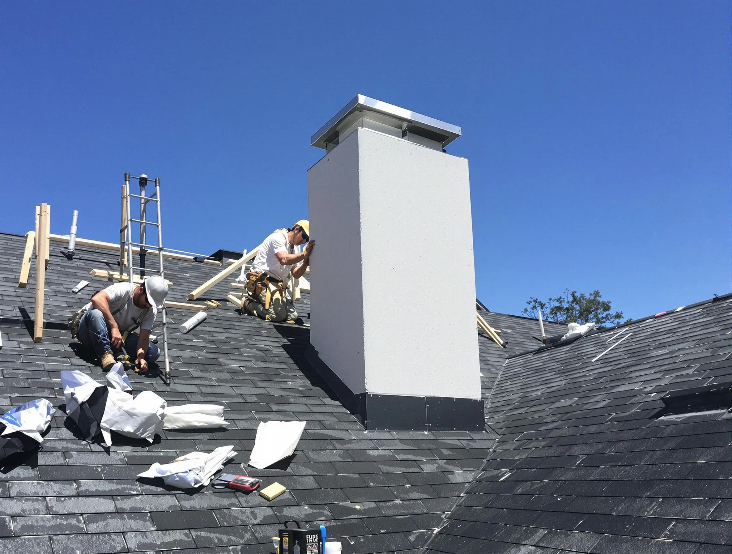 Castle Pines Chimney Sweep crew installing a new chimney in Castle Pines, CO
