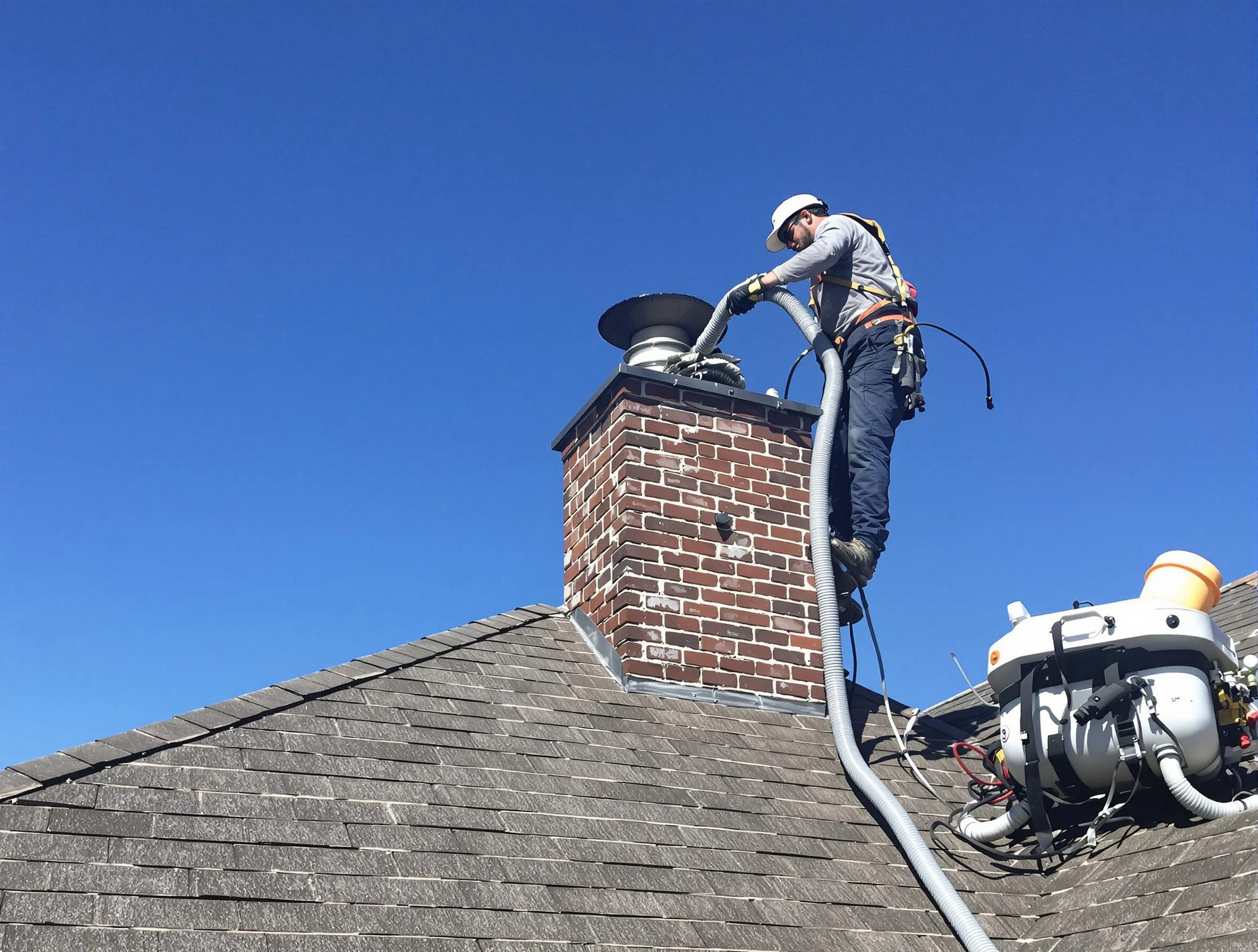 Dedicated Castle Pines Chimney Sweep team member cleaning a chimney in Castle Pines, CO