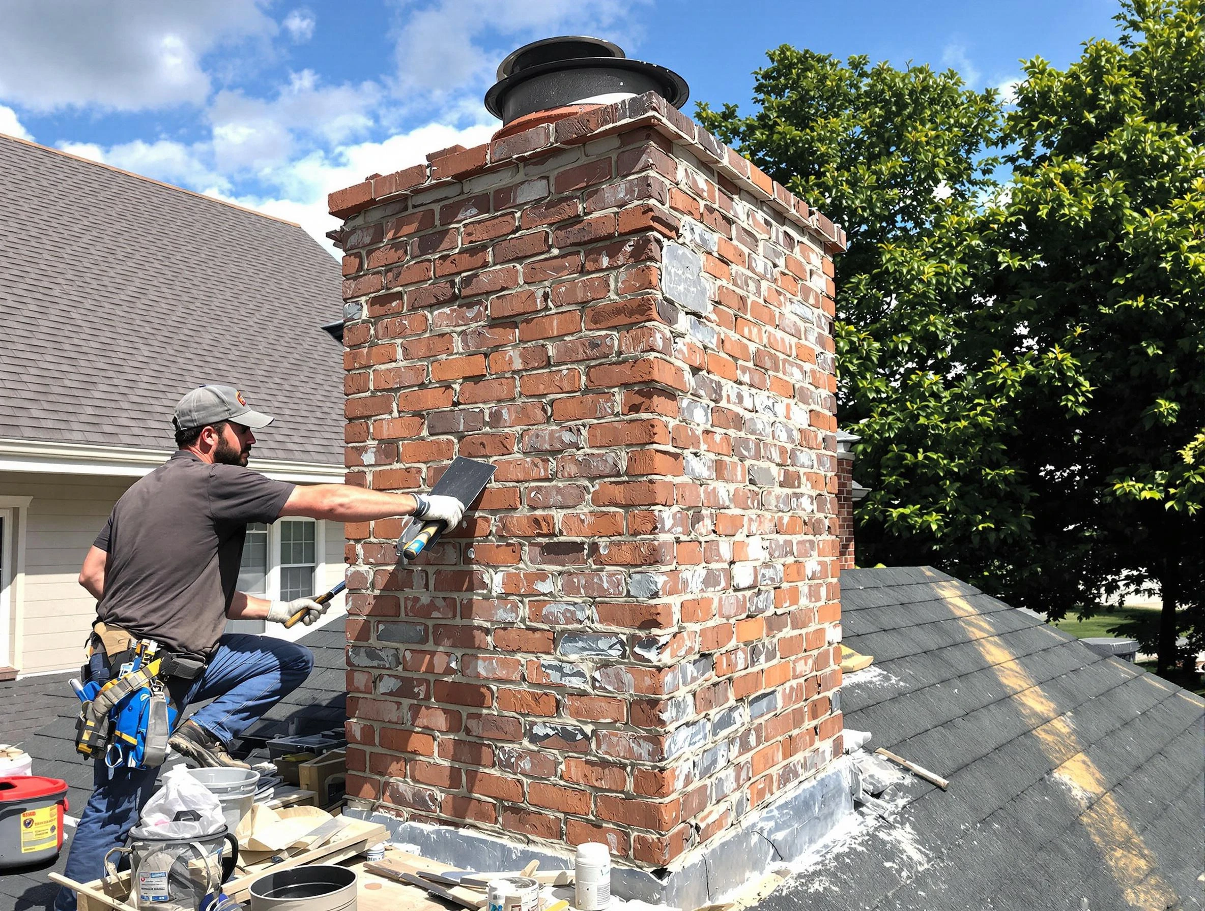 Completed chimney rebuild by Castle Pines Chimney Sweep in Castle Pines, CO