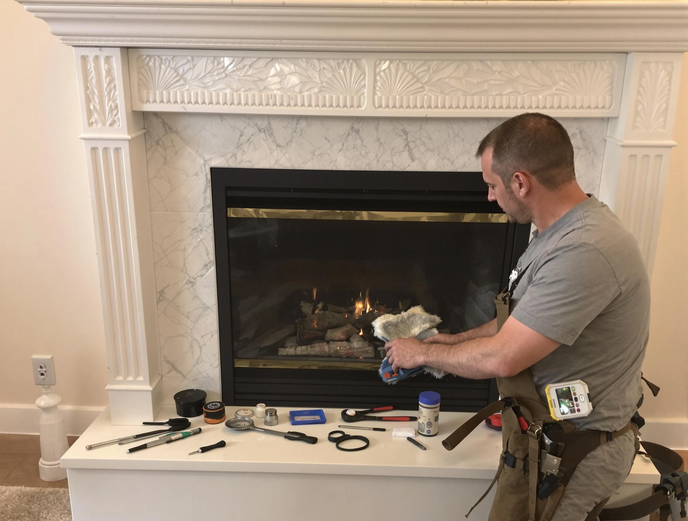 Castle Pines Chimney Sweep performing fireplace maintenance in Castle Pines, CO