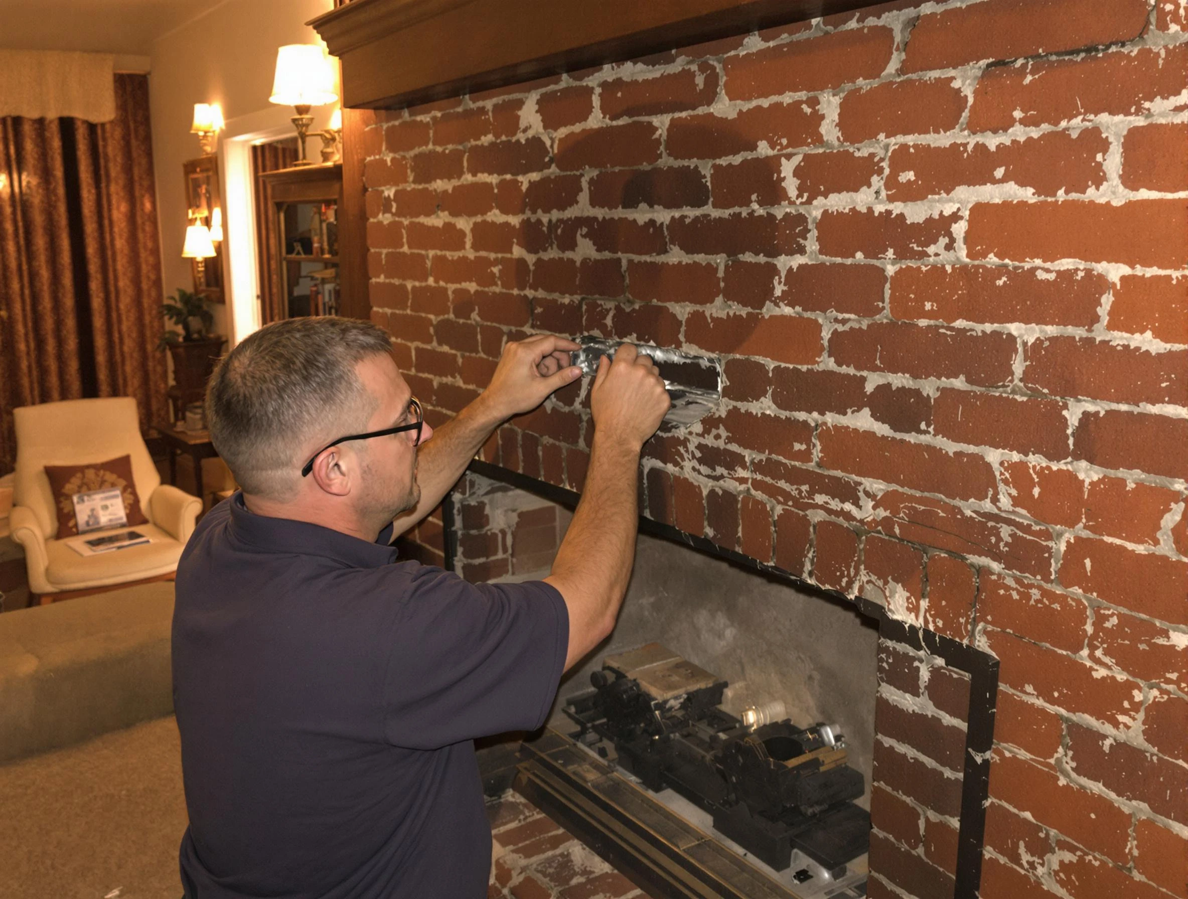 Castle Pines Chimney Sweep expert fixing a fireplace in Castle Pines, CO